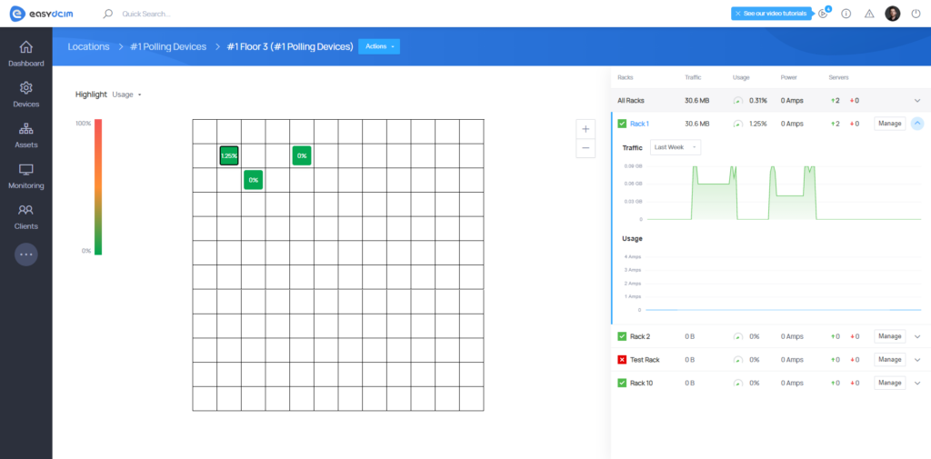 Floors & Racks - Graphs - EasyDCIM v.1.8.0