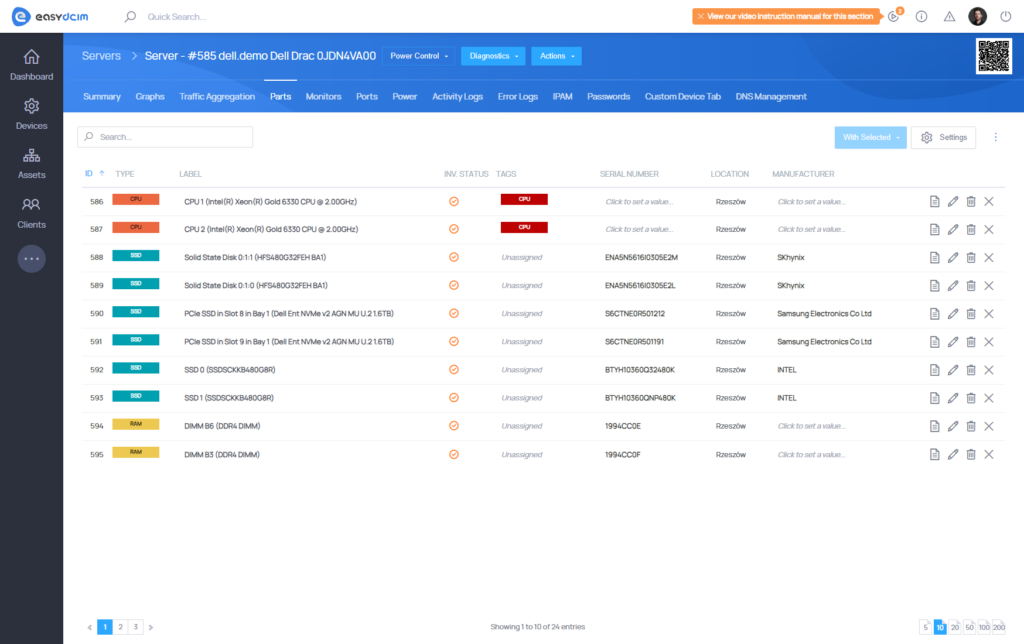 Redfish Protocol - Parts Discovering - EasyDCIM v1.9.9