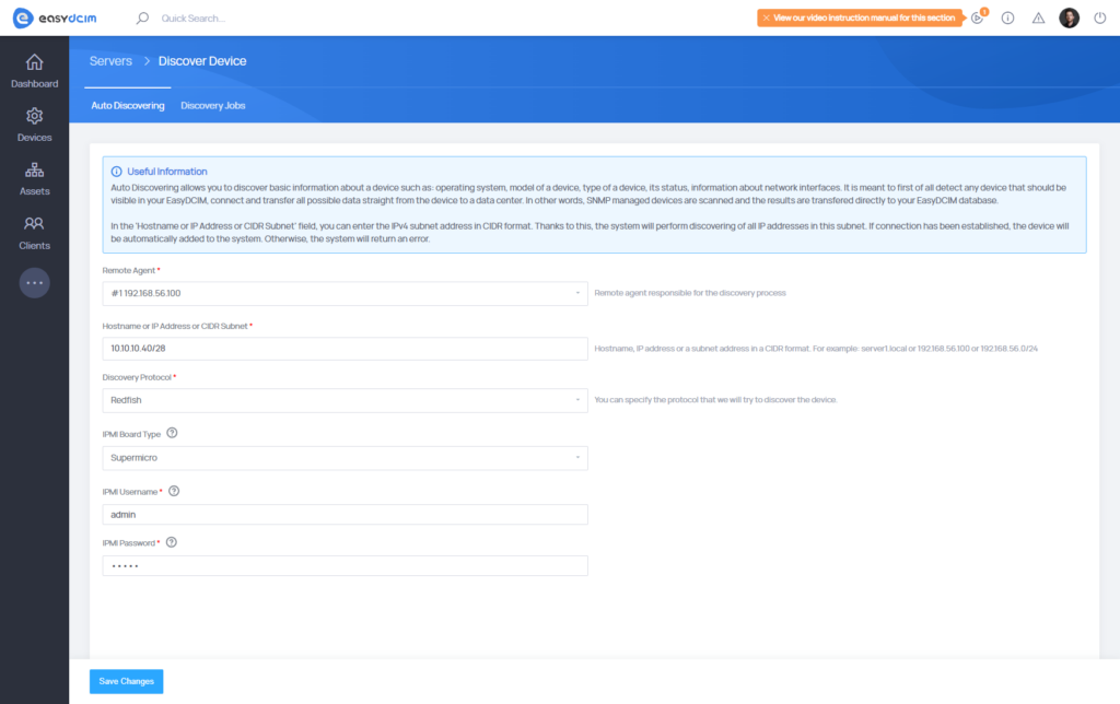 Redfish Protocol - Subnet Discovering - EasyDCIM v1.9.9