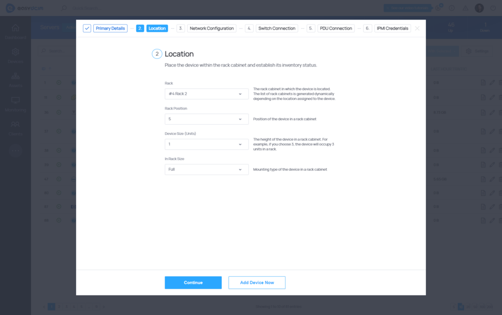 Add Device Form - Step 2 - EasyDCIM v1.10.0