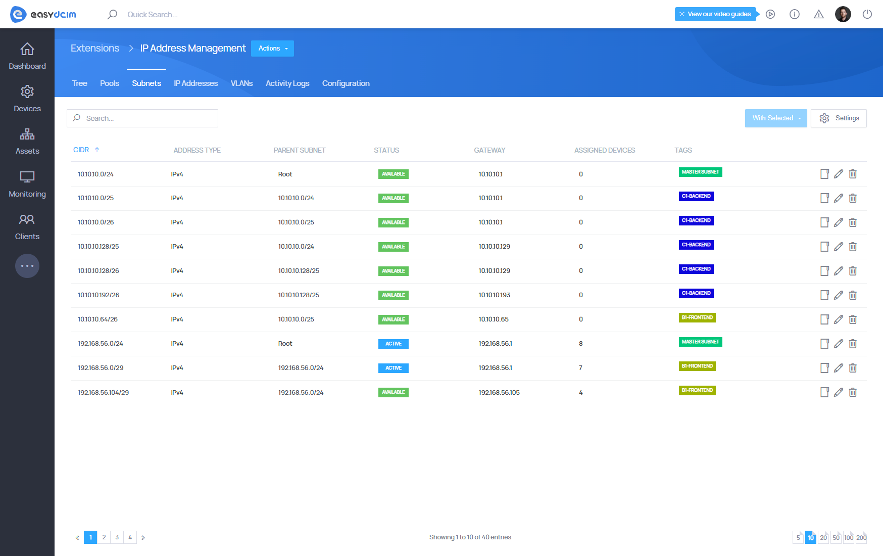 Tags Management for Subnets - EasyDCIM v1.20.0