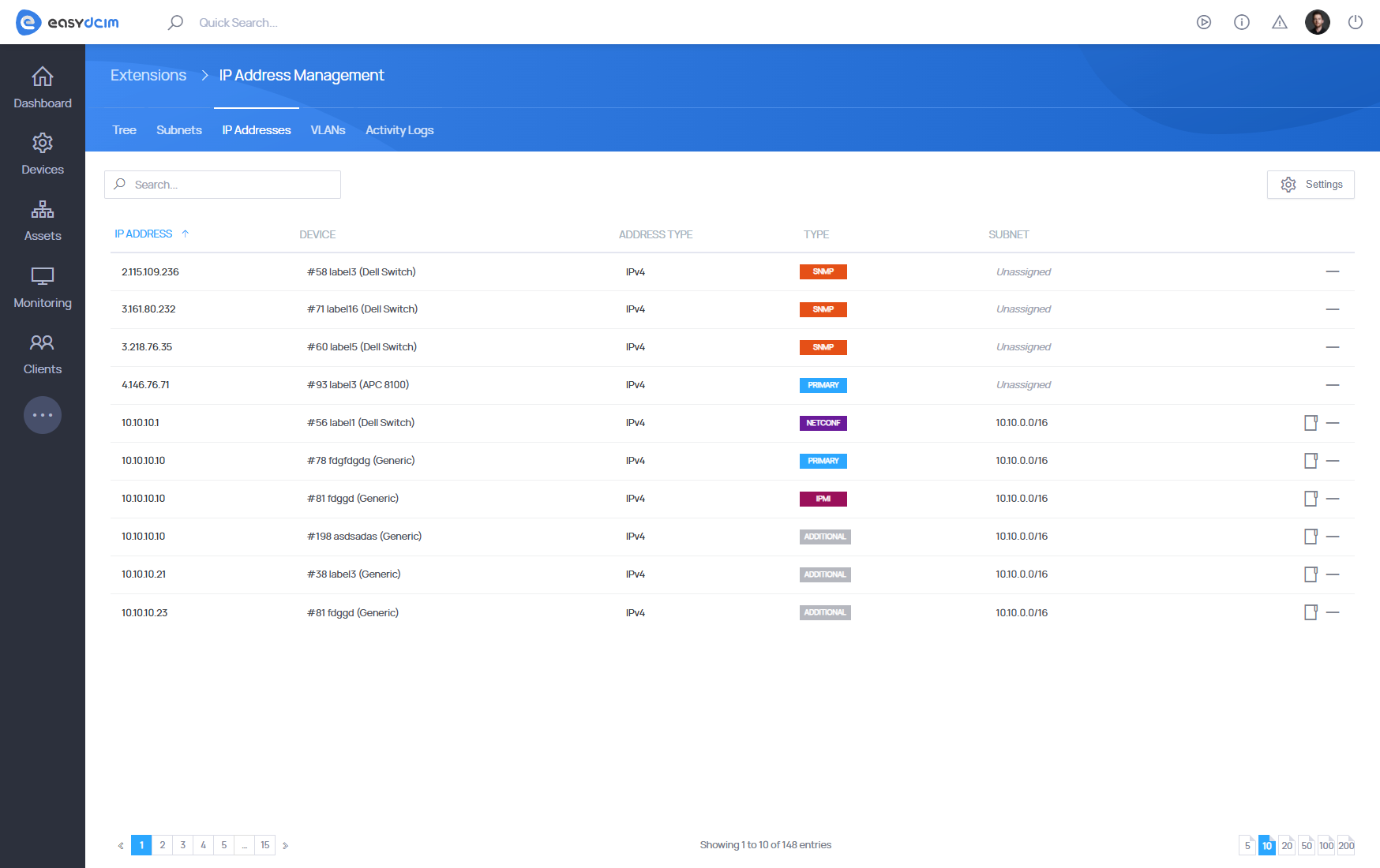IP Address Management - IP Addresses - EasyDCIM v1.21.0