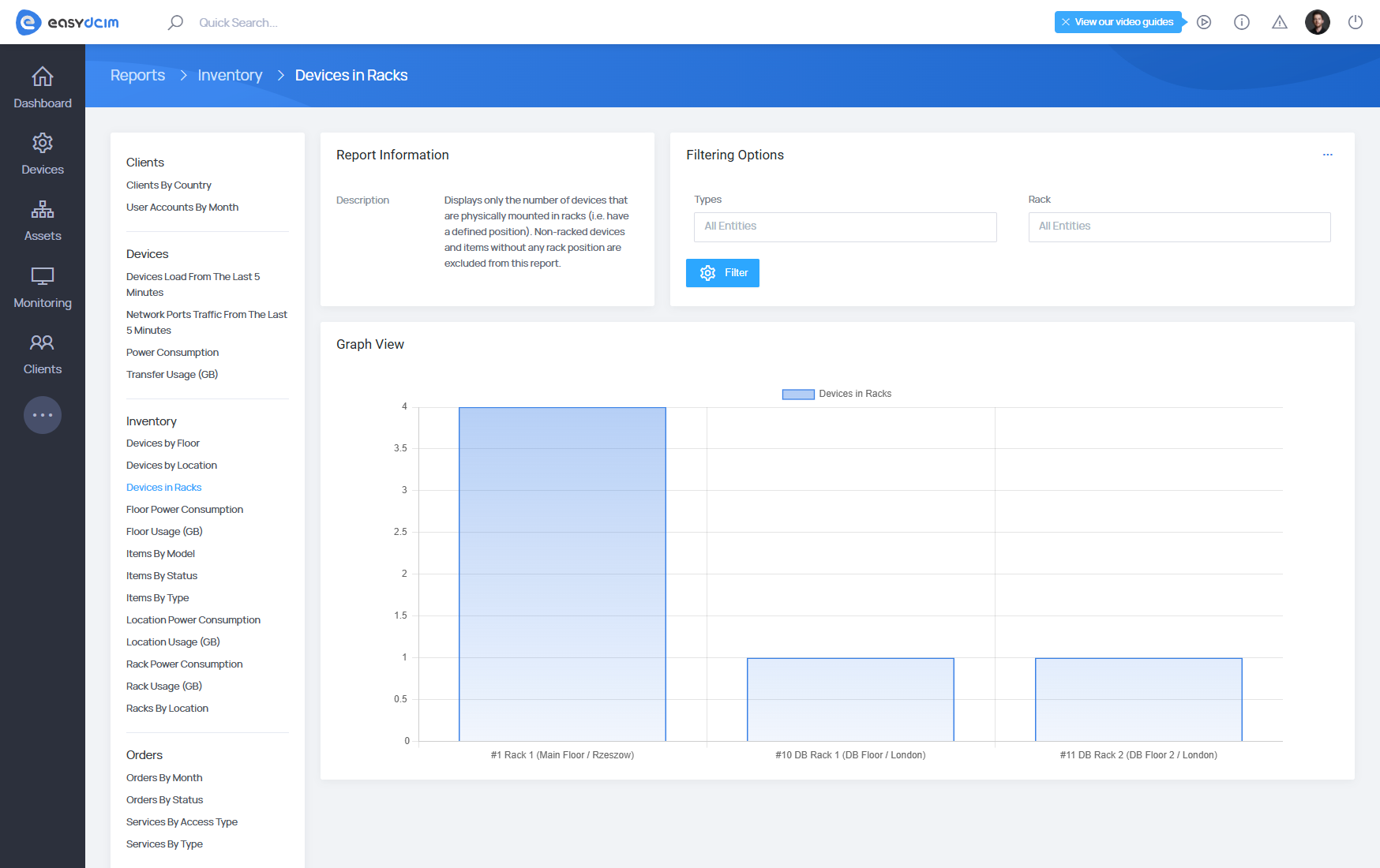 Devices in Racks Report - EasyDCIM v1.22.0