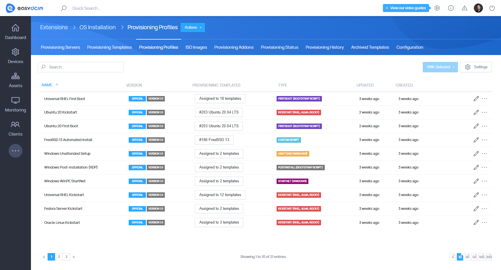 Provisioning Profiles - EasyDCIM v1.24.0