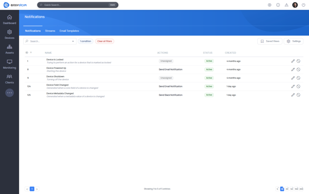 Device Change Notifications - EasyDCIM v1.27.0