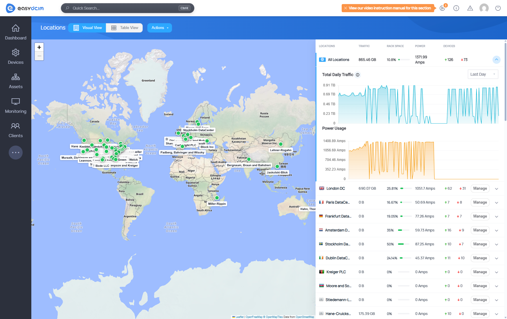 New Visual View of Data Center Locations with Interactive Map – EasyDCIM v1.28.0