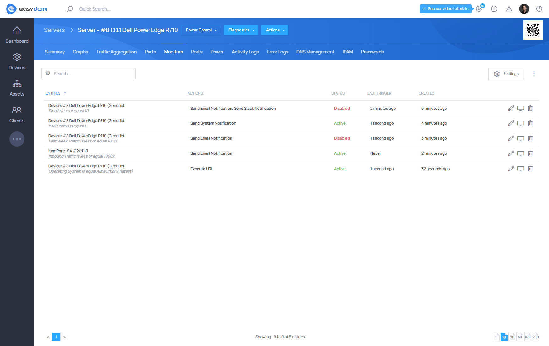 Device with Assigned Monitors - EasyDCIM Documentation