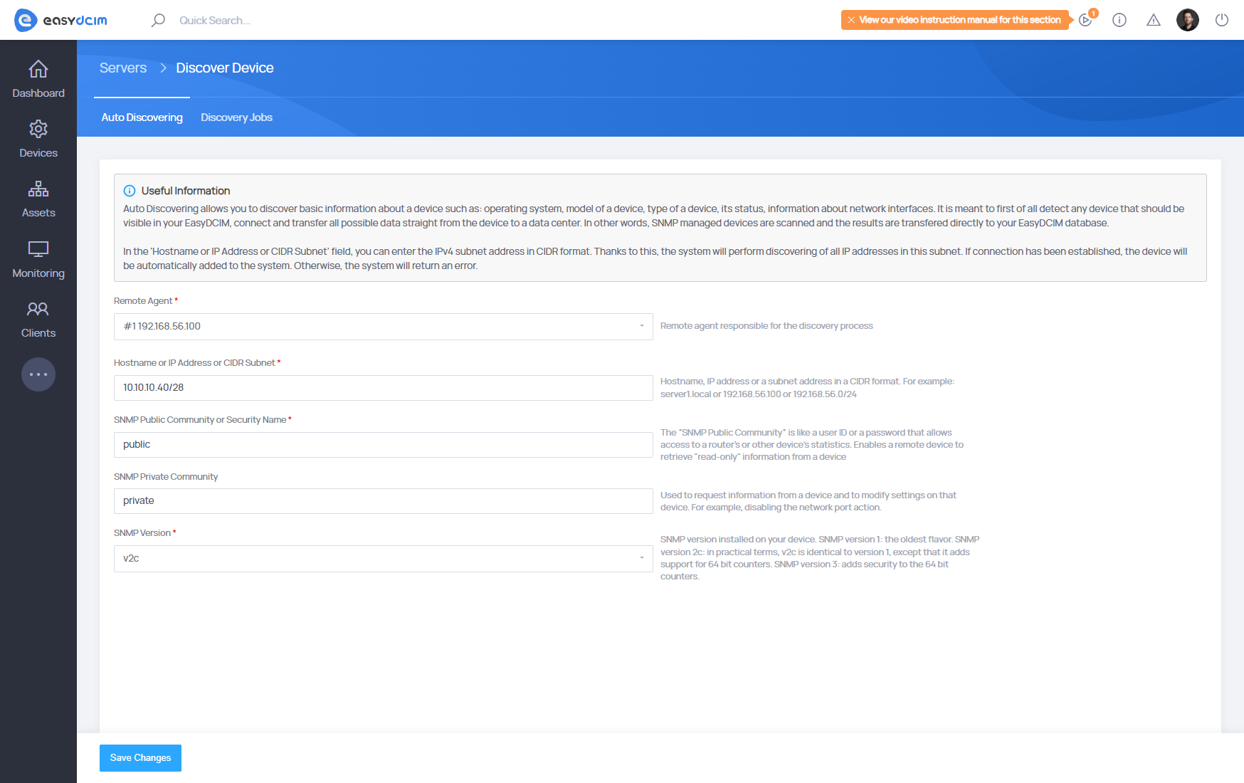 Device Auto Discovering - EasyDCIM Documentation