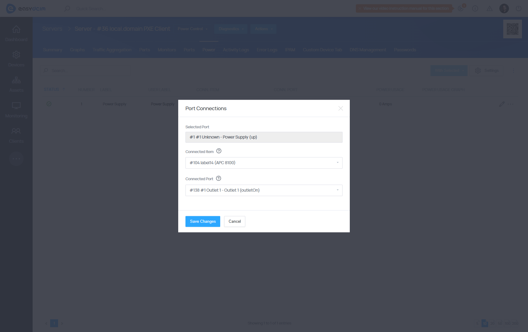 Connecting devices to PDUs- EasyDCIM Documentation