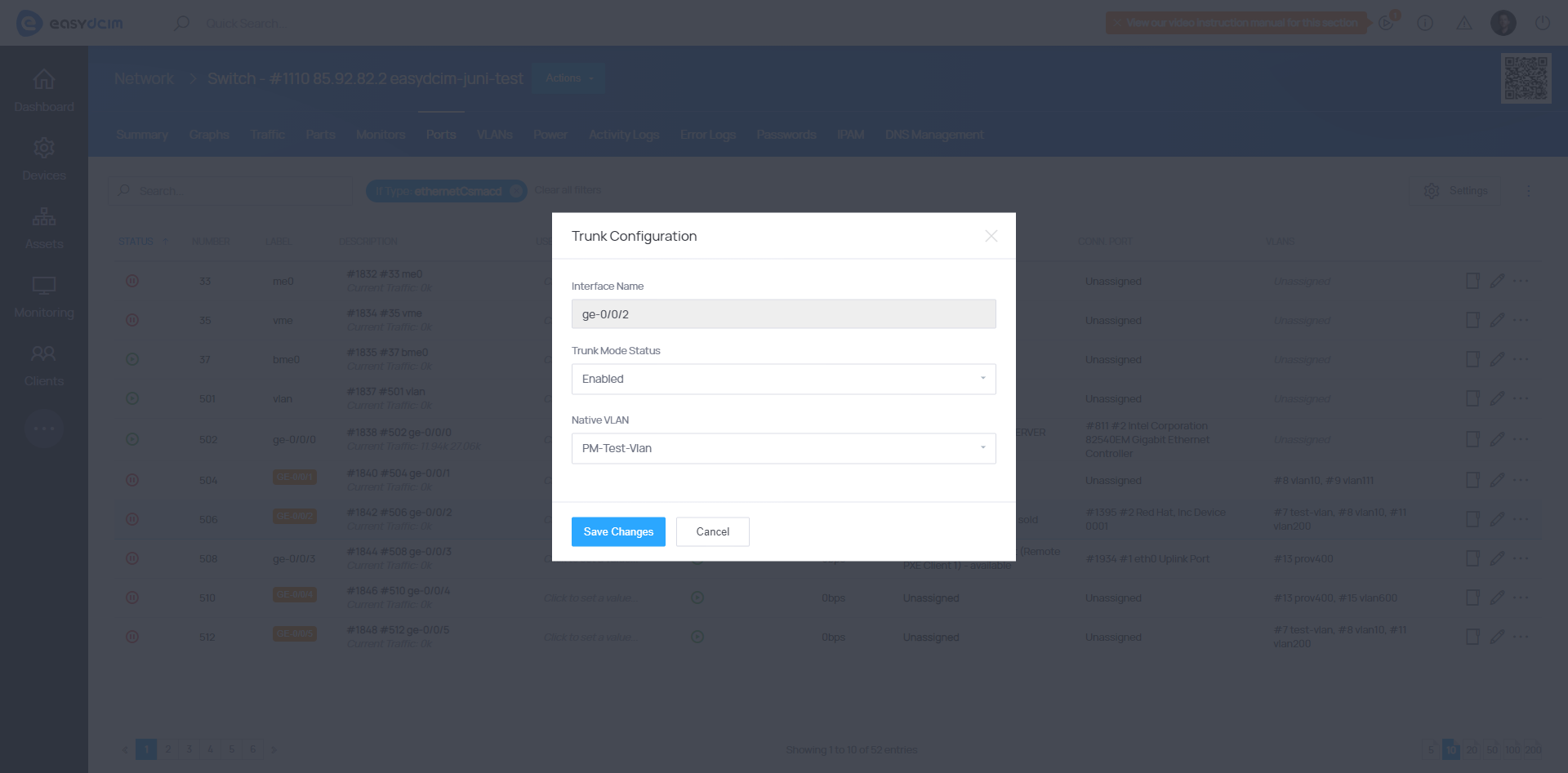 Trunk Port Configuration - EasyDCIM Documentation