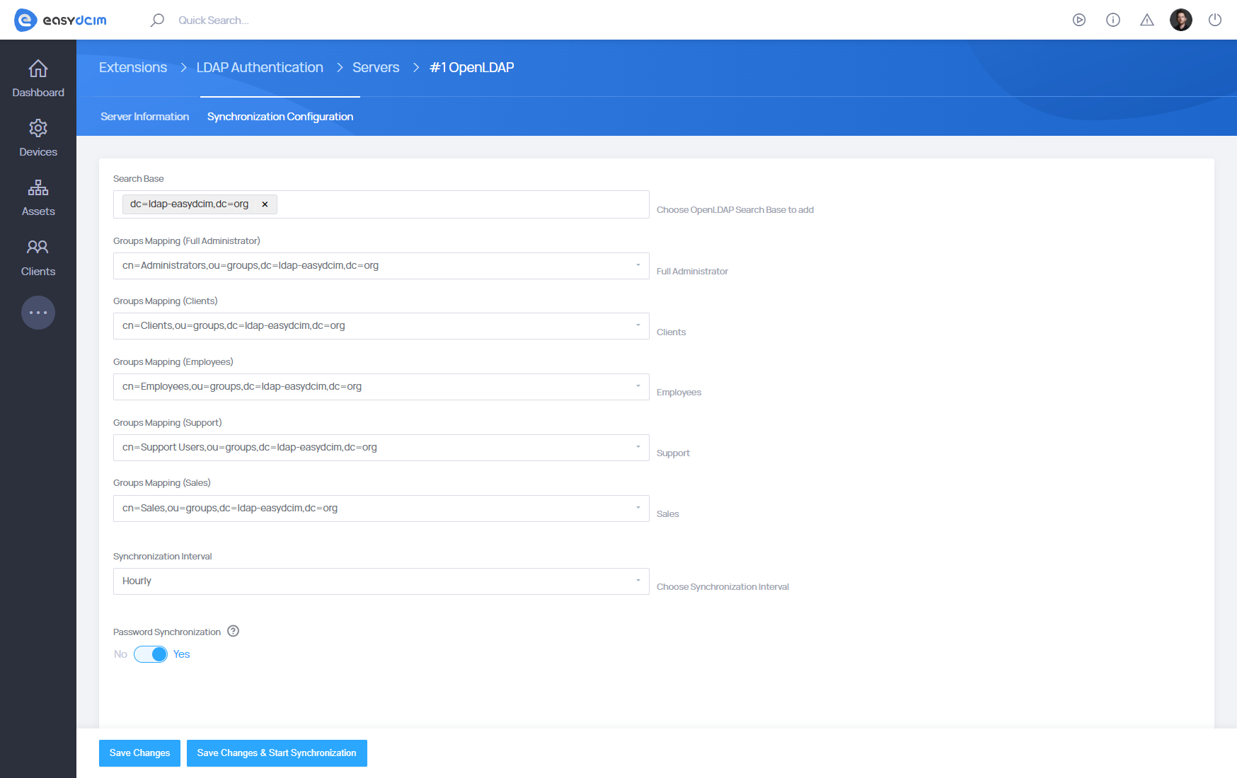 LDAP Authentication: Configuring Synchronization - EasyDCIM Documentation