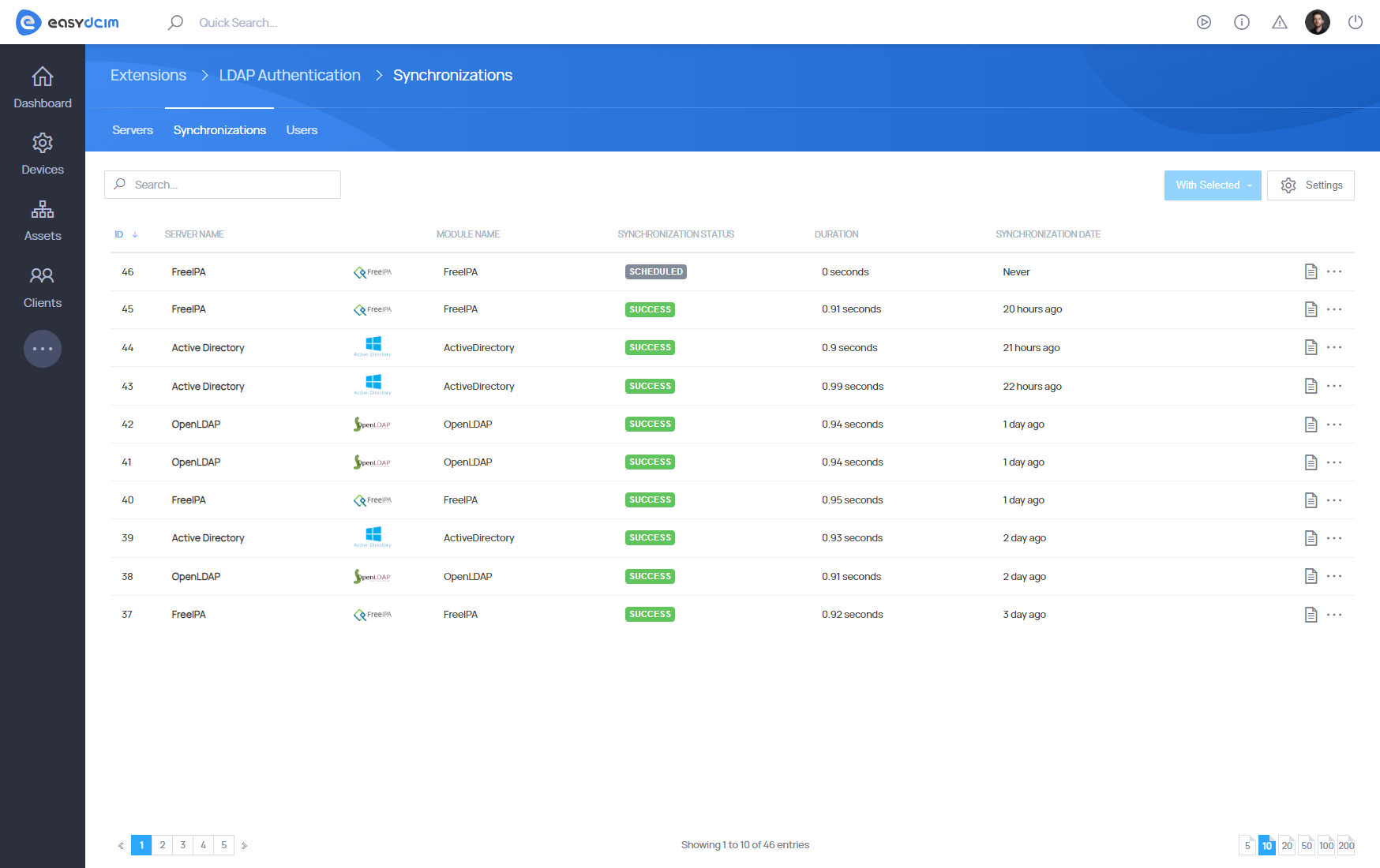 LDAP Authentication: Synchronization Records Table - EasyDCIM Documentation