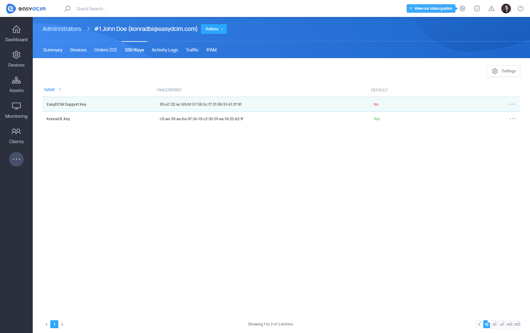 SSH Key in OS Installation - EasyDCIM Documentation