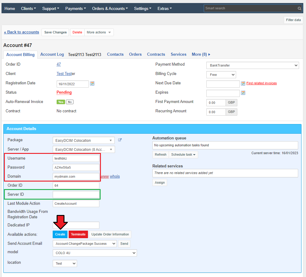 Account Details: HostBill Colocation Module - EasyDCIM Documentation