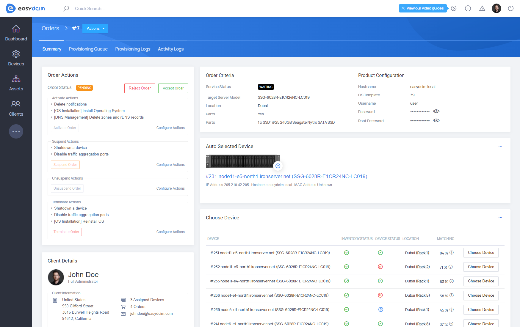 Matched Server Summary - EasyDCIM Documentation