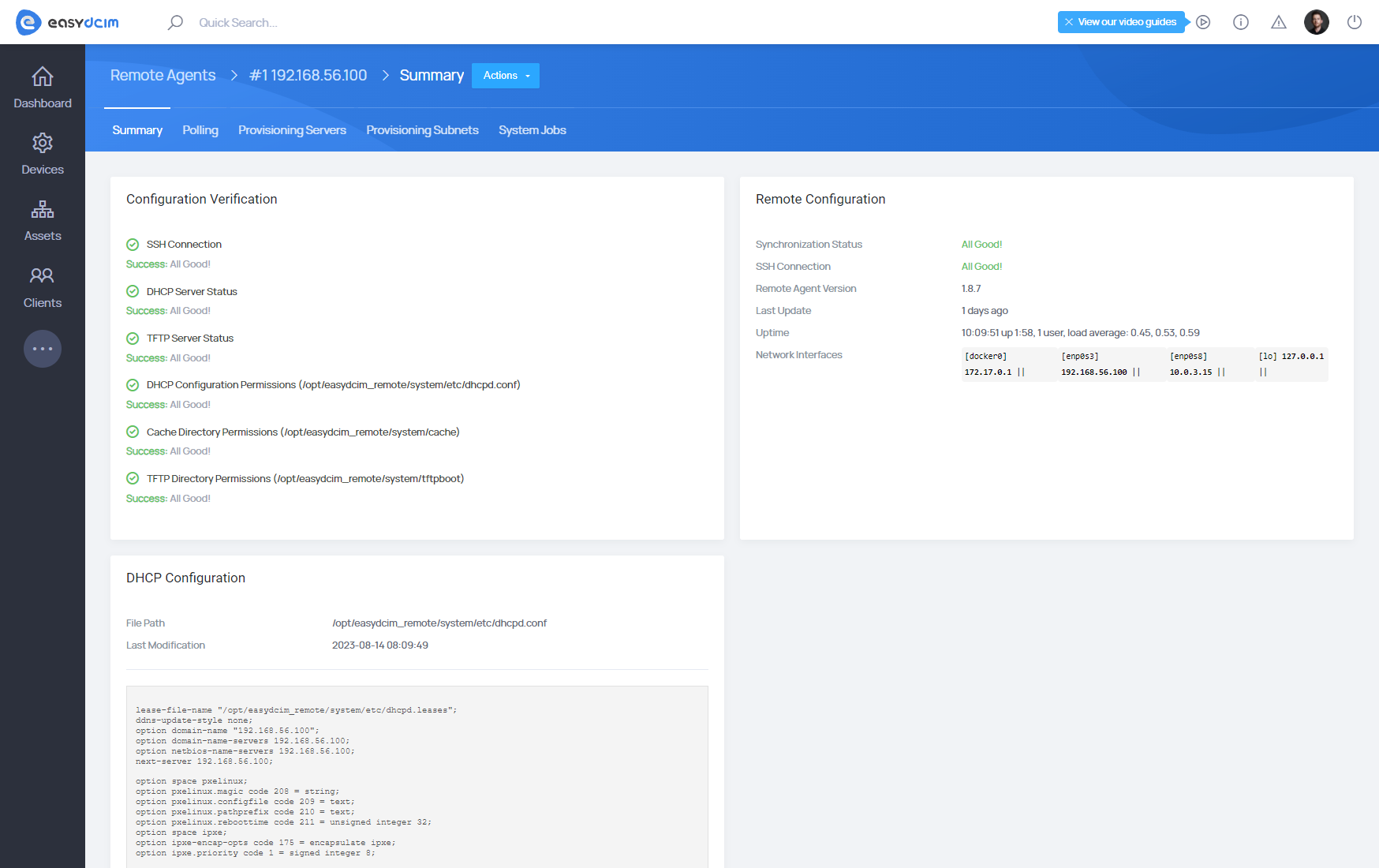 OS Installation: DHCP Server Summary - EasyDCIM Documentation