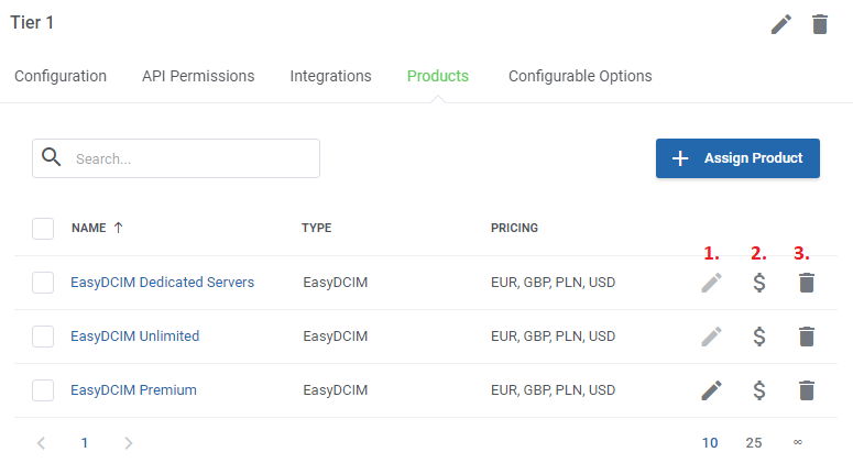 Actions on Assigned Products: WHMCS Products Reseller Module - EasyDCIM Documentation