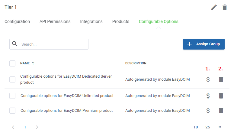 Actions on Assigned Configurable Options: WHMCS Products Reseller Module - EasyDCIM Documentation