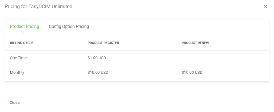 Product Pricing Preview: WHMCS Products Reseller Module - EasyDCIM Documentation