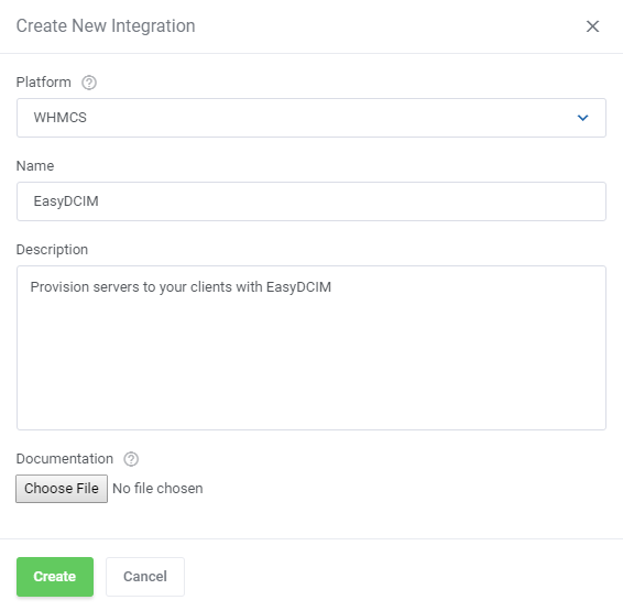 New Integration Module Form: WHMCS Products Reseller Module - EasyDCIM Documentation
