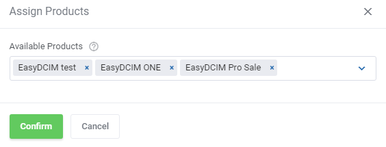 Selecting Products to Assign: WHMCS Products Reseller Module - EasyDCIM Documentation
