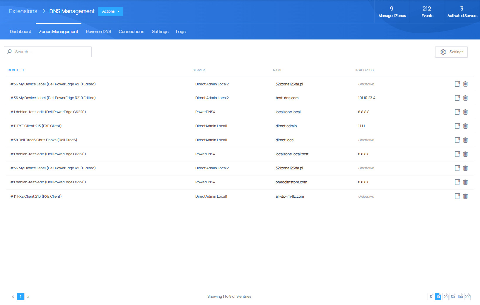 DNS & rDNS Management - EasyDCIM Administration - Screenshot 2