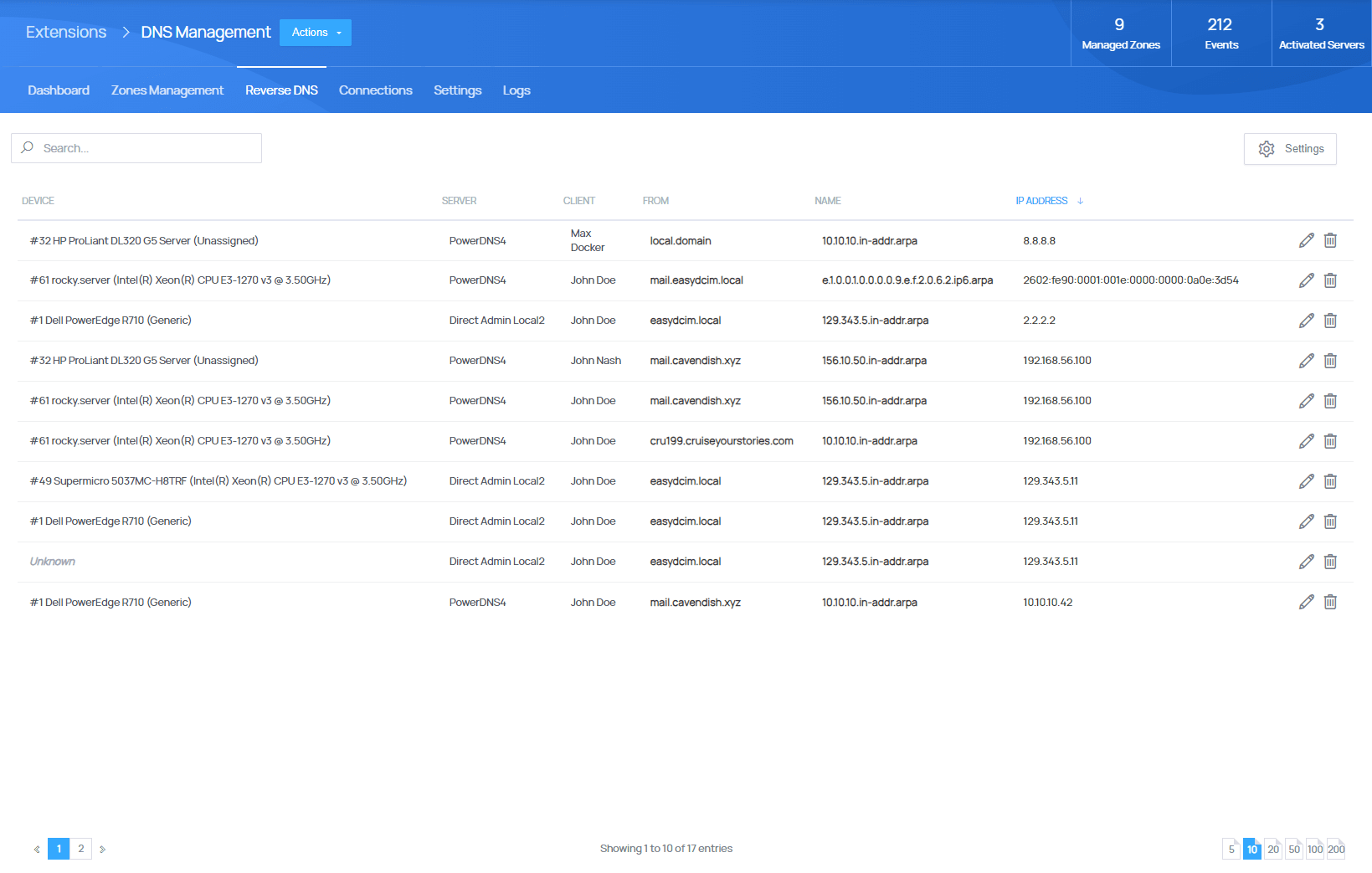 DNS & rDNS Management - EasyDCIM Administration - Screenshot 3