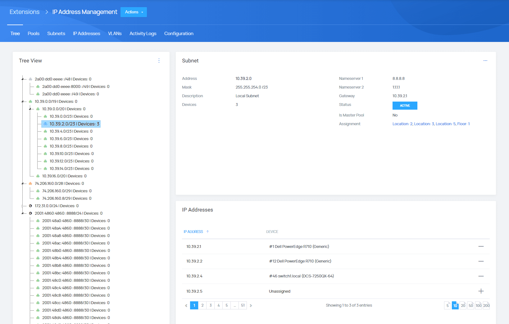 IP Addresses Management - EasyDCIM Administration - Screenshot 1