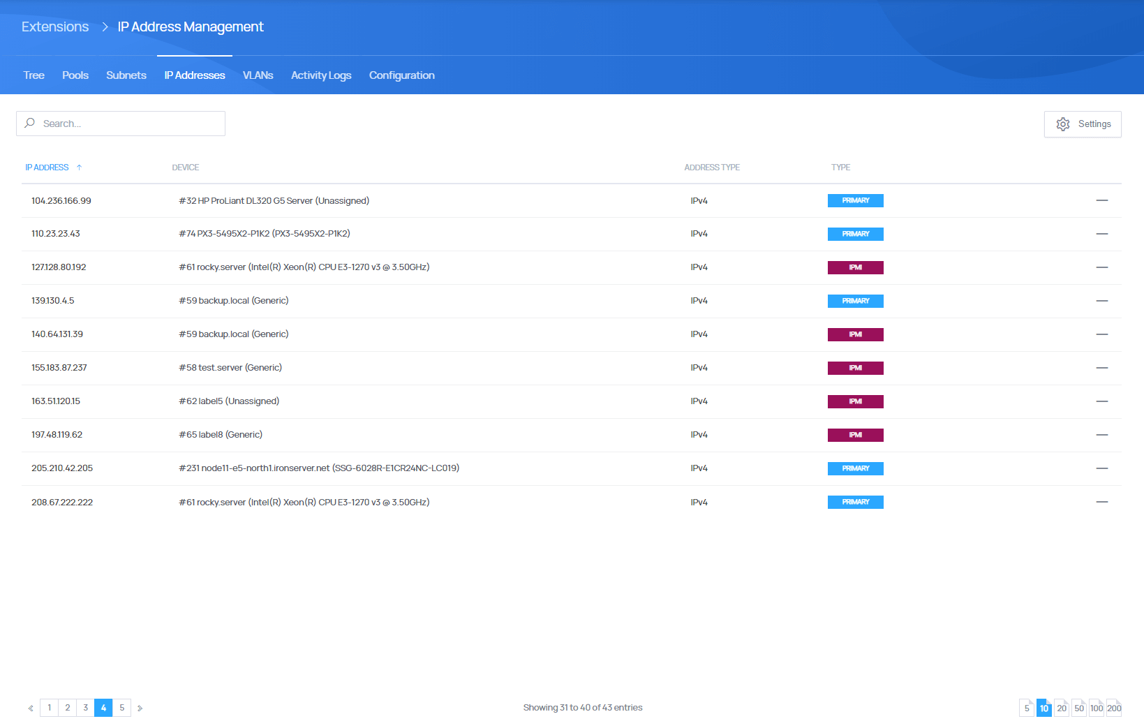 IP Addresses Management - EasyDCIM Administration - Screenshot 4