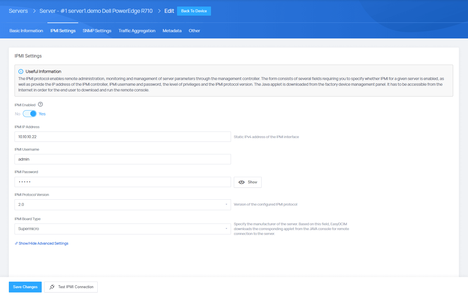 SNMP & IPMI Integrations - EasyDCIM Administration - Screenshot 3