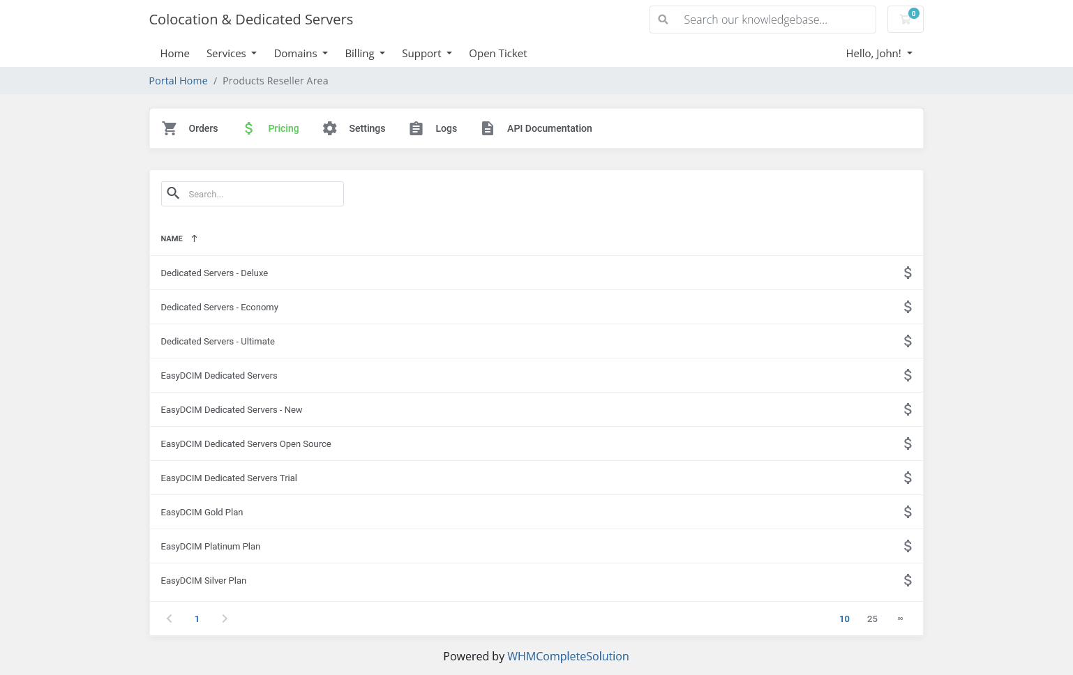 Reseller Area - EasyDCIM Servers Reselling - Screenshot 2